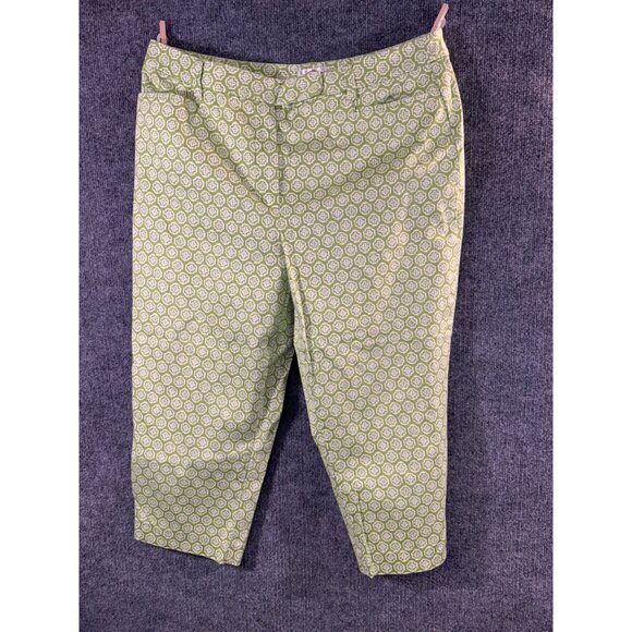 Talbots womens size 16 green and white stretch capri ankle trousers pant - Picture 10 of 16